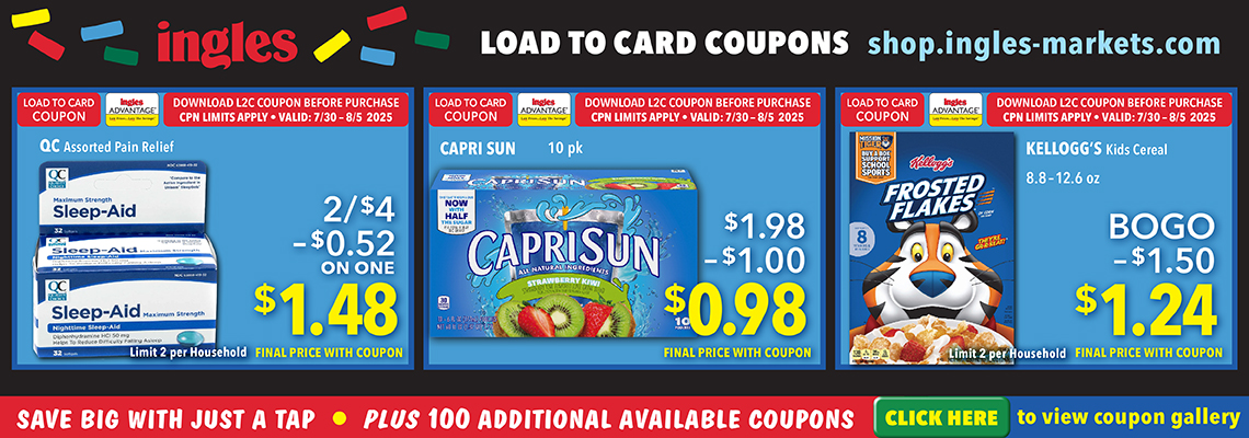 Load to Card Coupons. QC Assorted Pain Relief $1.48. Capri Sun 98 cents. Frosted Flakes Buy one get one free. $1.24. CLick here to view coupon gallery