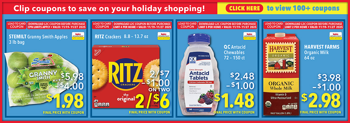 Clip coupons to save on your holiday shopping! Click here to view 100 plus coupons