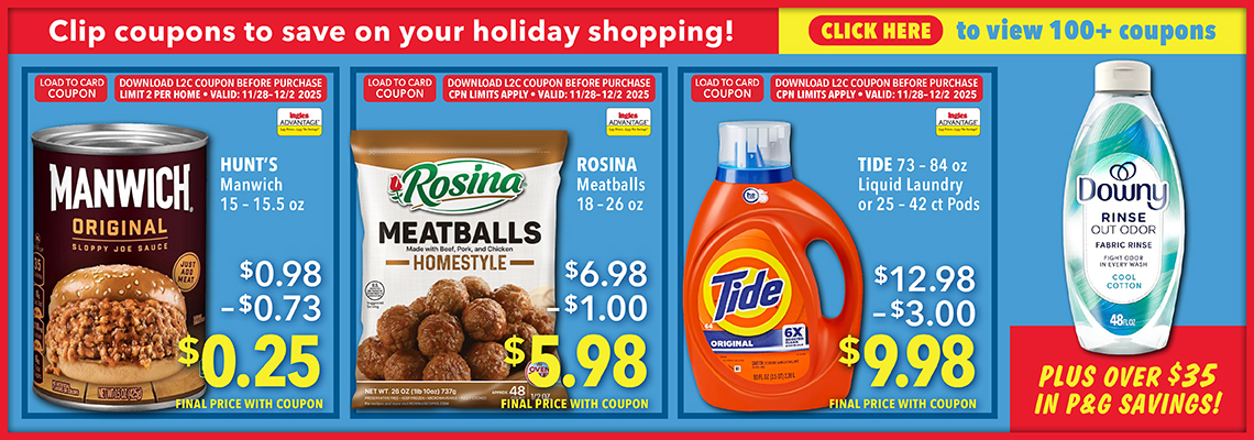 Clip coupons to save on your holiday shopping. CLick to view 100 plus coupons. Hunt