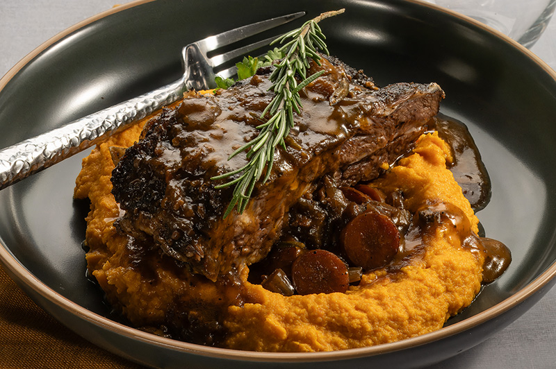 Oven Braised Beef Short Ribs with Root Vegetable Puree